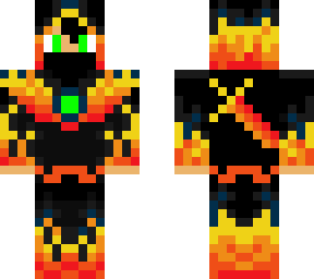 fire ninja with emerald heart and eyes