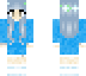 pastel blue hair w/ blue flower crown and socks