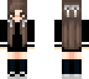 black dress brown hair bows knee high socks girl