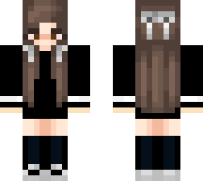 black dress brown hair bows knee high socks girl