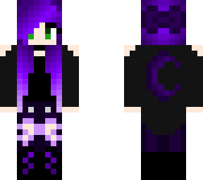 purple moon girl green eyes