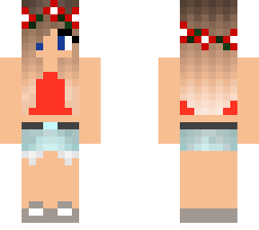 red tube top and flower crown girl