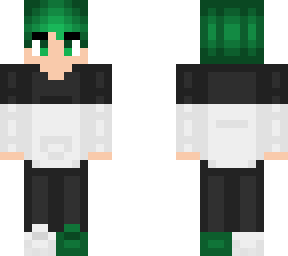 green hair and eye - half white and black - male