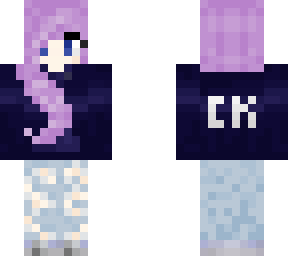purple-haired girl with hoodie