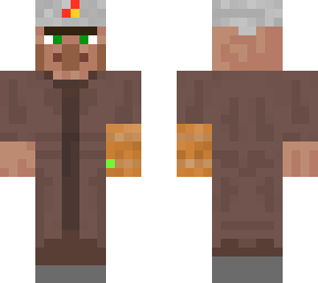 villager with air pods, russian hat and infinity gauntlet