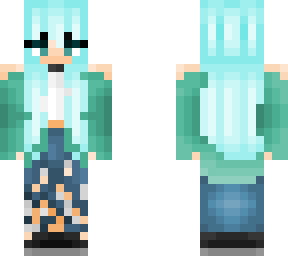 blue hair jeans girl