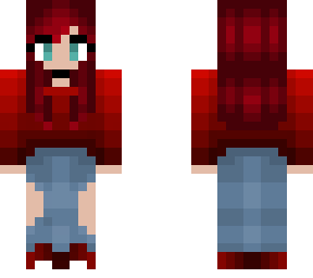 cherry bomb - redhead - red sweater - ripped jeans