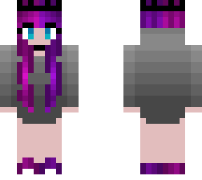 medium gray hoodie - pink and purple hair - crown