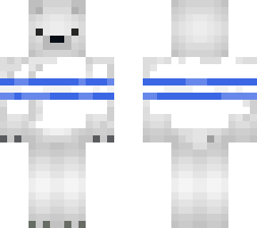polar bear with blue and white striped hoodie