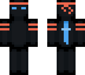 blue/red ninja with sword on back