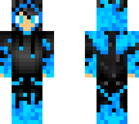 blue flame hoodie hood up