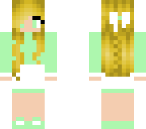blonde alien girl + hair bow and sneakers