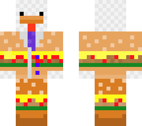 chicken wearing burger suit