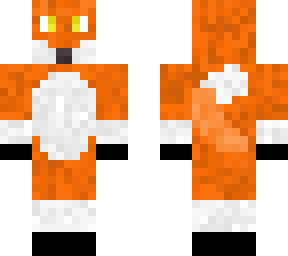orange and white fox with yellow eyes