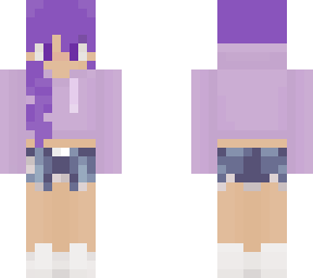 purple haired girl with pastel hoodie