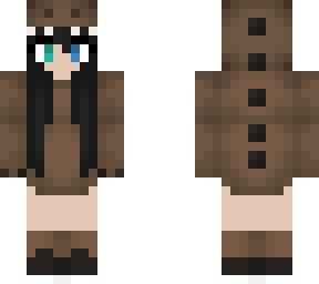 brown dino onsie - female - black hair