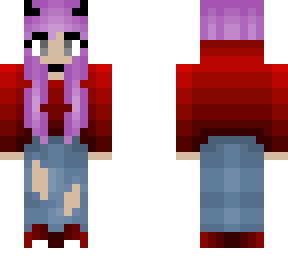 cool cutie - clout glasses - red hoodie - purple hair - ripped jenas