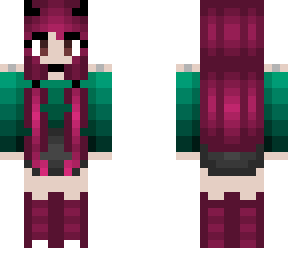 dark pink braid hair - bows - green and shorts