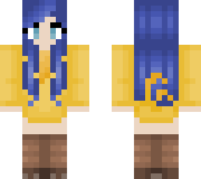 yellow chocobo onsie - coral blue hair - feathery tail