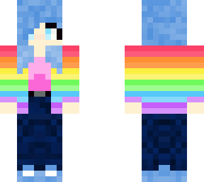 girl with blue hair and rainbow jacket (update)