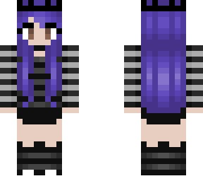 black and gray stripes - blueish purple hair - crown