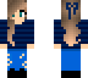 girl with bow and blue striped shirt