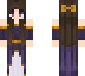 medieval elf girl- dark purple & dark hair (fixed ears)