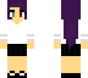 purple haired girl with demon horns wrapped around wolf ears uniform