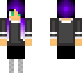 human with purple to white hair cozy outfit