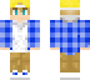 blonde boy in blue flannel