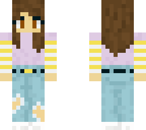 brown haired girl with ripped jeans