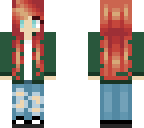 cute girl with fire hair and ice eyes