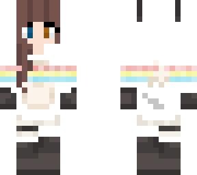 the cuddle club! (white) (rainbow stripe) (brown hair)