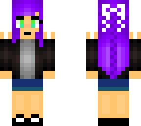zombie human with purple blueish hair regular outfit