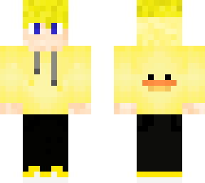 blonde boy in duck hoodie (no hood)