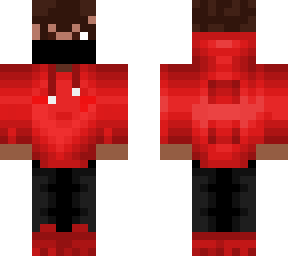 clout red hoody brown hair skin with air face mask
