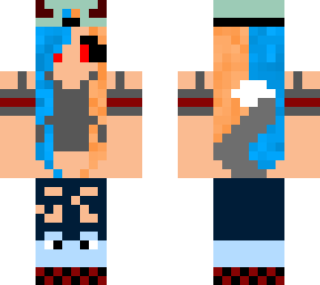 fire and ice wolf girl red and black demon eyes