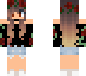 girl with rose jumper and denim shorts
