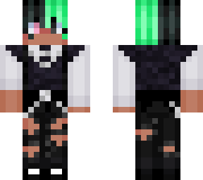 green/black split hair e-boy