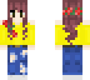 brown hair girl yellow shirt