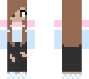 -burnette girl in pink and blue shirt with black jeans-
