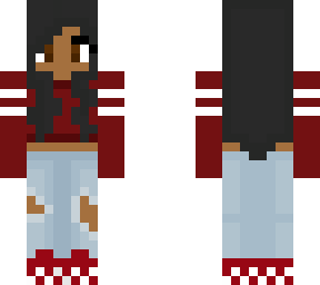 -girl with black hair in red-