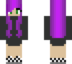 -girl with purple hair in a sweater dress-