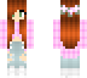 pink plaid girl with dark brown hair