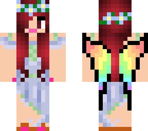 red hair purple fairy rainbow wings