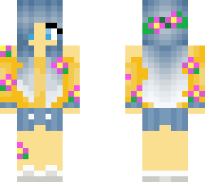 blue haired flower girl