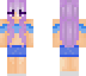 purple hair girl (shorts and half shirt v2)