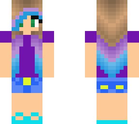 purple to blue haired girl