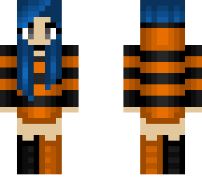 halloween hoodie - blue hair - orange and black stripe