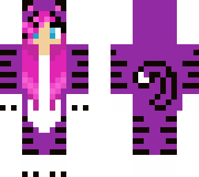 purple cat girl with pink hair